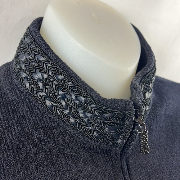 St. John Elegant High Collar Knit Black Cardigan Evening Jacket Size 4 - Picture 4 of 14